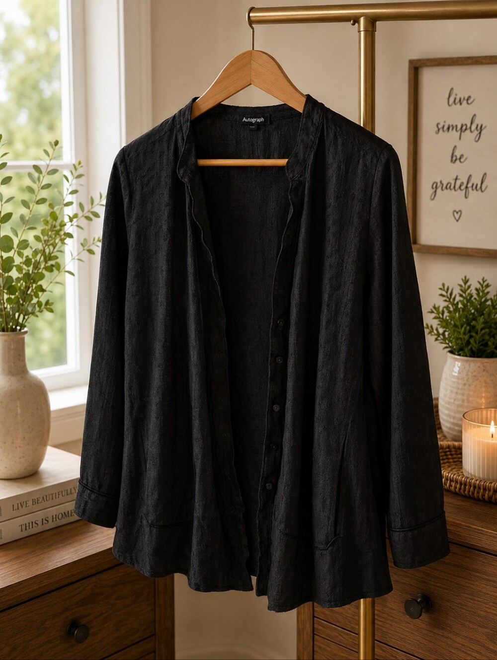 Autograph Black Open-Front Textured Blazer